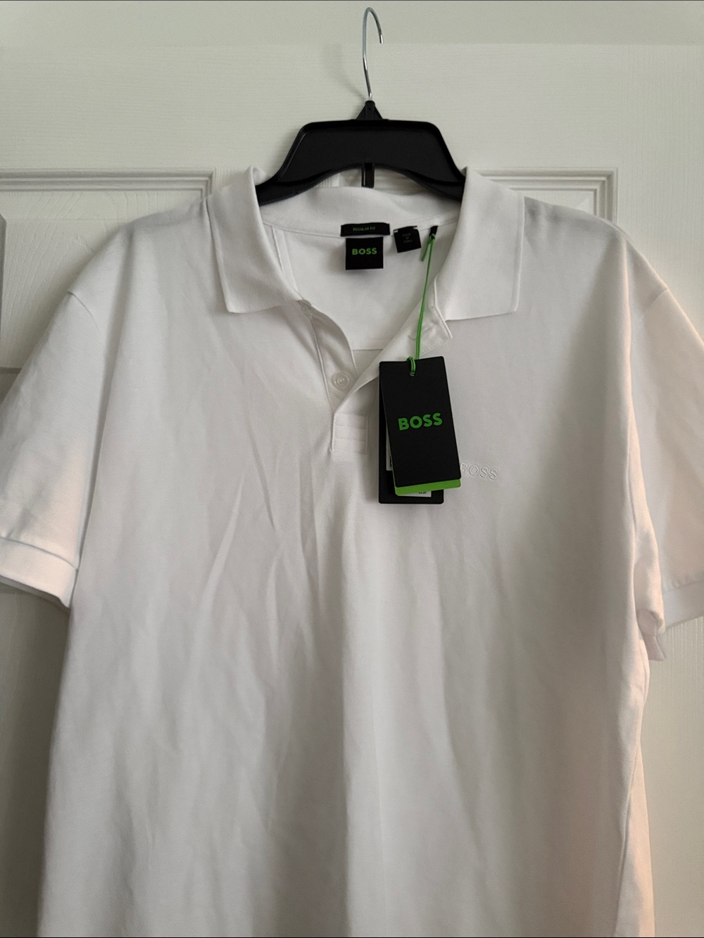 BOSS White Men's Polo with Subtle Logo